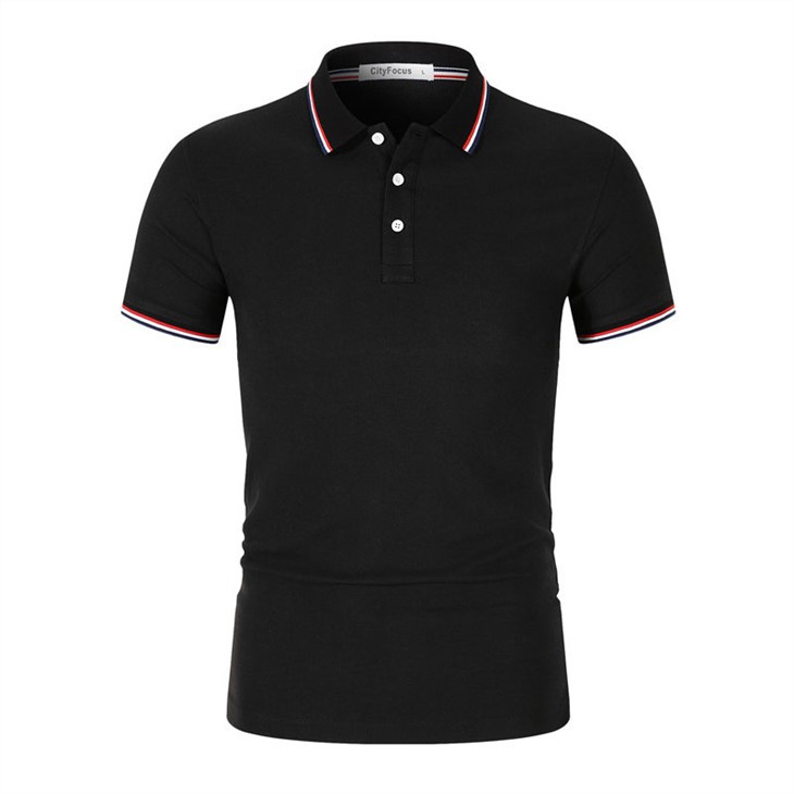 Black 40S Cotton Pique Mesh Short Shirt Polo - Only Claler