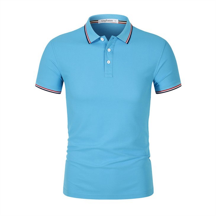 Double Pique Stripe Short Sleeve Blue Color Polo Shirt - Only Claler