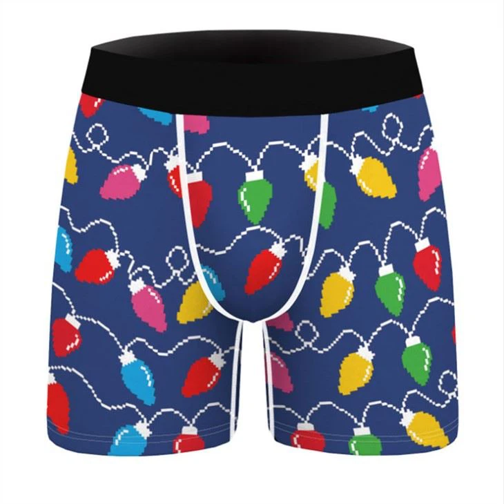 led light pattern printing Christmas Digital Printing Sexy Male Underwear customized manufacture