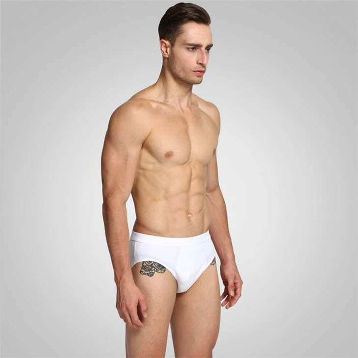 customized male briefs solid color model show 100% cotton customized solid classic briefs