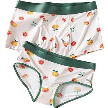 Mid-waist Breathable Men's Boxer Briefs Lovers Print Underwear